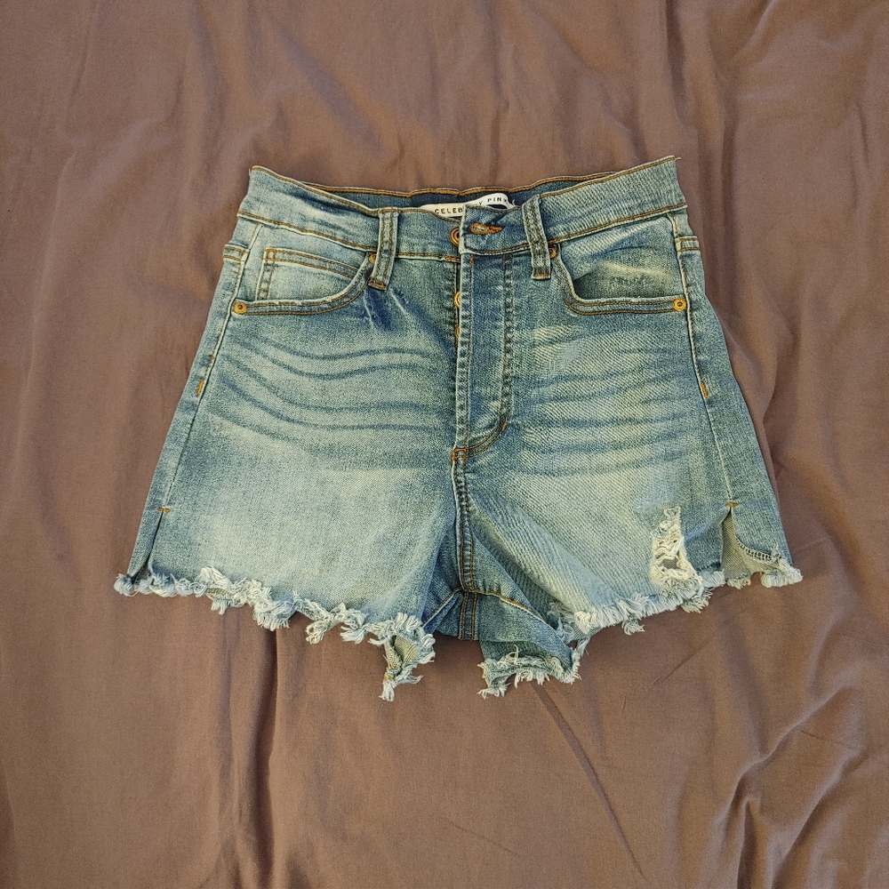 Celebrity Pink The Rebel Blue Jean Short Shorts size 3/26 Frayed Style